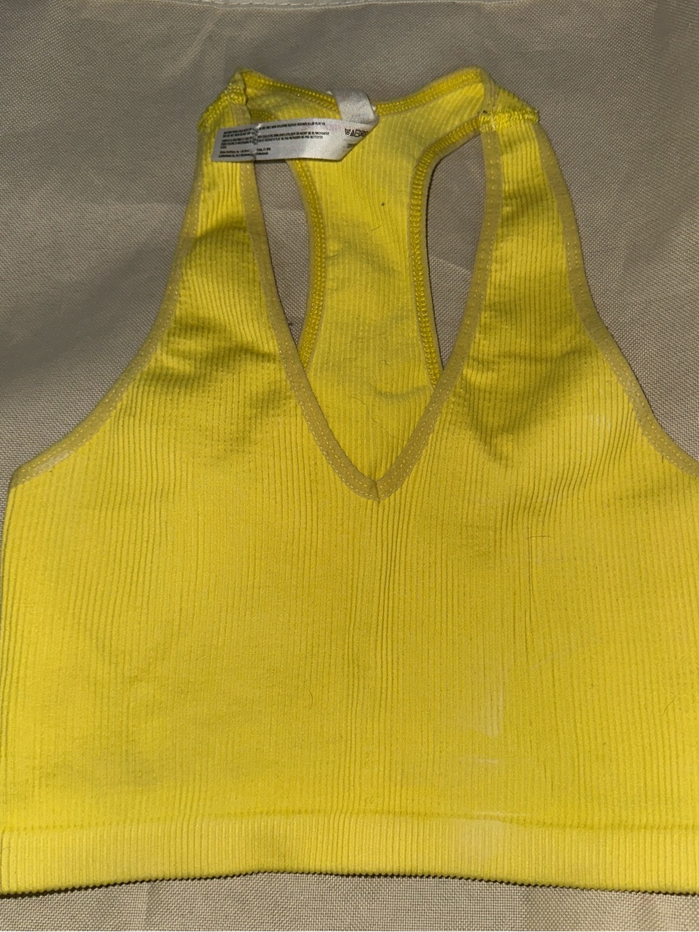 Free People Yellow Ribbed Racerback Sports Bra
